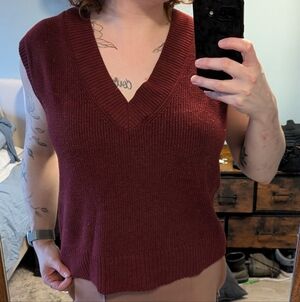 Reitmans Deep Red V-Neck Sweater Vest